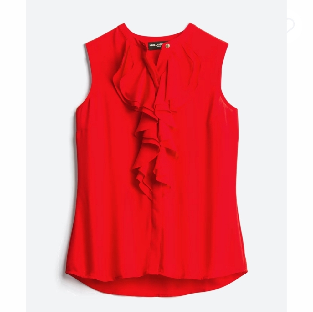 KARL LAGERFELD Paris Sakeri Ruffle Detail Blouse - Size M (NWT)